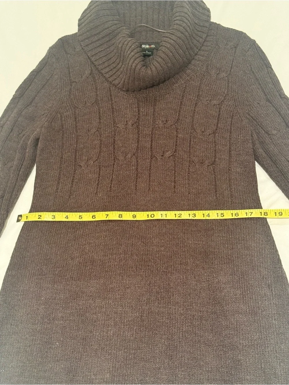 Style & Co. Charcoal Cable Knit Cowl Neck Mini Sweater Dress S
